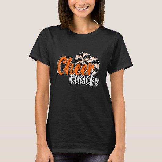 Frauen Cheer Coach Top Pom Poms Orange Mascot Colo (Vorderseite)
