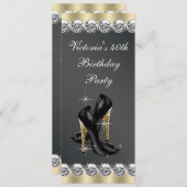 Frauen Chic Black 40. Geburtstag Party Einladung (Vorne/Hinten)