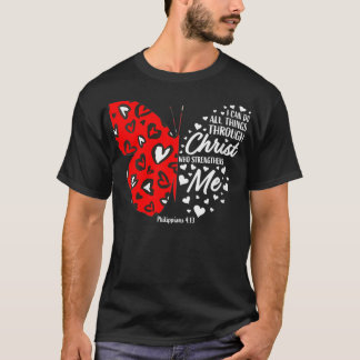 Frauen Christlich Valentinstag Rotes Herz Butter T-Shirt
