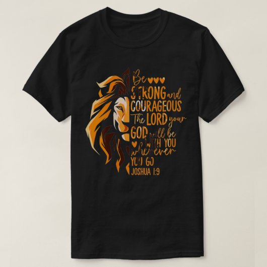 Frauen Christliche Bibelverse Joshua 19 Löwe Veck T-Shirt (Design vorne)