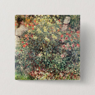 Frauen Claudes Monet in den Blumen, 1875 Button