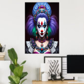 Frauen Clown farbenfrohe Haare rote Nase | Art der Poster (Heimbüro)