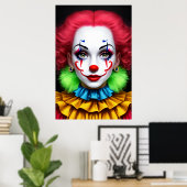 Frauen Clown rotes grünes Haar rote Nase | Art der Poster (Heimbüro)