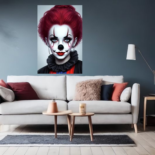 Frauen Clown rotes Haar schwarze Nase | Art der AI Poster