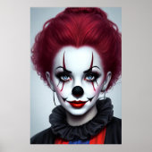 Frauen Clown rotes Haar schwarze Nase | Art der AI Poster (Vorne)