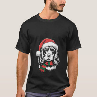 Frauen Cocker Spaniel Hund Xmas Santa Hut Schal Ch T-Shirt