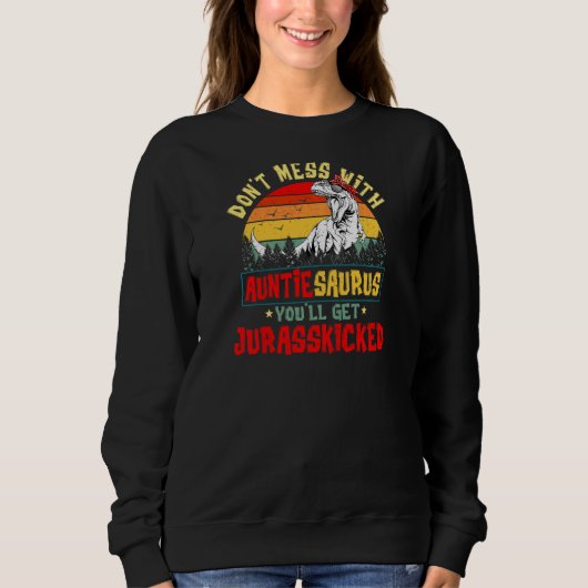 Frauen Cool Auntiesaurus Dinosaurier Rex Niedlich Sweatshirt (Vorderseite)
