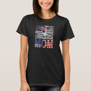 Frauen Cool Chihuahua Mama Usa Flaggenpatt Patriot T-Shirt