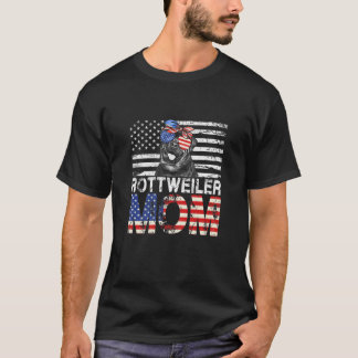 Frauen Cool Rottweiler Mama USA Flag Patriotic Mot T-Shirt