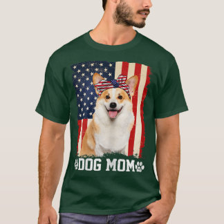 Frauen Coole Corgi Dog Mama American Flag Mutter D T-Shirt