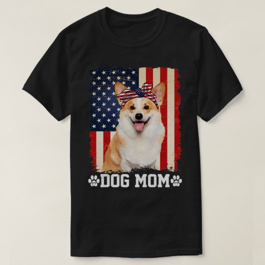 Frauen Coole Corgi Dog Mama American Flag Mutter D T-Shirt (Design vorne)