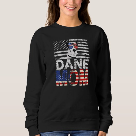 Frauen Coole Dane Mama Usa Flag Patriotische Mütte Sweatshirt (Vorderseite)