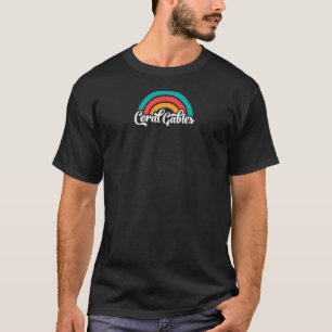 Frauen CORAL GABLES FL Retro-Skript mit Regenbogen T-Shirt