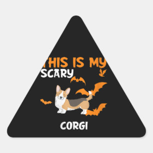 Frauen Corgi mit Schwanz Kostüm Halloween Lazar Dreieckiger Aufkleber