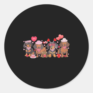 Frauen Dachshund Valentinstag Wursthund-Bandana Runder Aufkleber