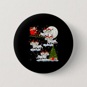 Frauen Dalmatiner Hund Weihnachtsmann Schlitten Fl Button