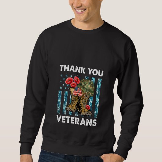 Frauen danken Veteranen für die Kampfstiefel Mohnb Sweatshirt (Vorderseite)