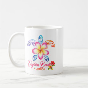 Frauen Daytona Beach Meeresschildkröte Plumeria Fl Kaffeetasse