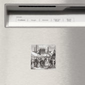Frauen demonstrieren magnet (In Situ (Geschirrspüler))