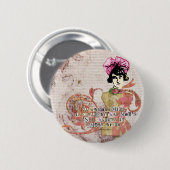 Frauen denken an digitale Collage Button (Vorne & Hinten)