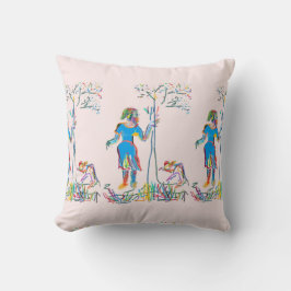 Frauen denken über Raum Kissen