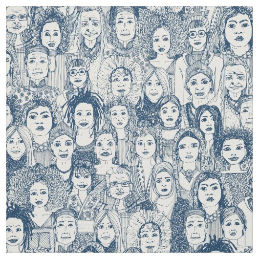 Frauen der Welt blau Stoff (Muster)