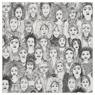 Frauen der Welt Schwarz-weiß Stoff