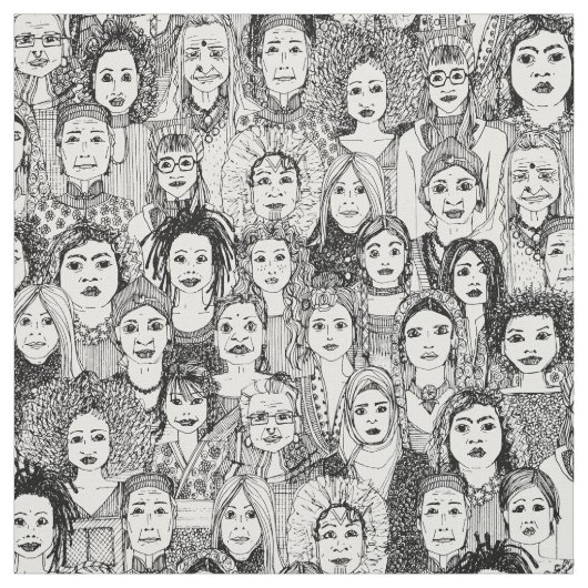 Frauen der Welt Schwarz-weiß Stoff (Muster)