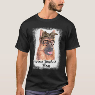Frauen Deutscher Schäferhund Mama Leopard Gebleich T-Shirt