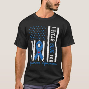 Frauen Diabetes Awareness T-Shirt Blue Ribbon Diab