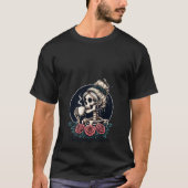 Frauen, die Alive Messy Bun Skeleton Coffee Love B T-Shirt (Vorderseite)