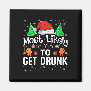 Frauen, die am ehesten Betrunkene Weihnachtsfamili Magnet