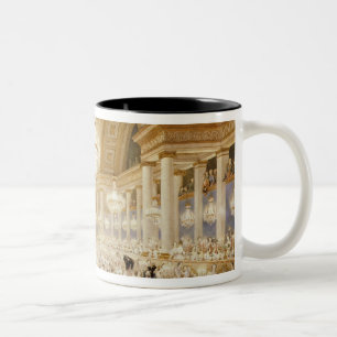 Frauen, die beim Tuileries im Jahre 1835 speisen Zweifarbige Tasse