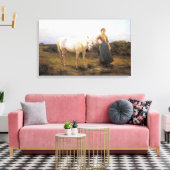 Frauen, die ein Pferd zu Wasser nehmen (von Heywoo Leinwanddruck (Insitu (Wohnzimmer))