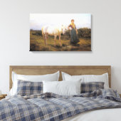 Frauen, die ein Pferd zu Wasser nehmen (von Heywoo Leinwanddruck (Insitu (Schlafzimmer))