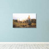 Frauen, die ein Pferd zu Wasser nehmen (von Heywoo Leinwanddruck (Insitu (Holzboden))