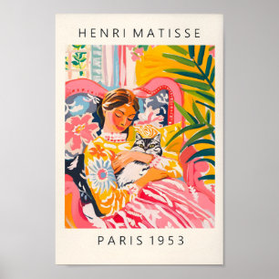 Frauen, die eine Katze halten, rosa Matisse Wall A Poster