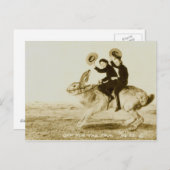 Frauen, die eine Rabbit Fantasy-Vintag fahren Postkarte (Vorne/Hinten)