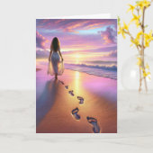 Frauen, die einen sonnigen Strand laufen Karte (Gelbe Blume)