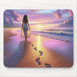 Frauen, die einen sonnigen Strand laufen Mousepad