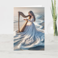 Frauen, die Harfe im Meer spielen