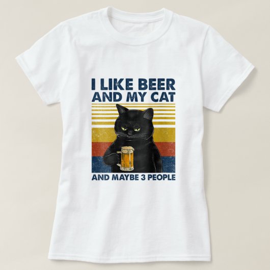 Frauen, die ich gerne Biere meine Katze und vielle T-Shirt (Design vorne)