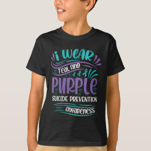 Frauen, die ich trage Aquamarine und Lila Suizidpr T-Shirt