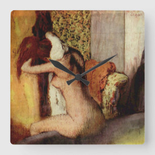Frauen, die ihren Neck von Edgar Degas trocken hab Quadratische Wanduhr