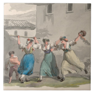 Frauen, die in Rom, Italien kämpfen (historische S Fliese