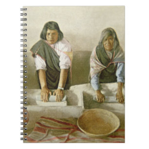 Frauen, die Mais, Pueblo von Laguna, c.1905 reiben Notizblock