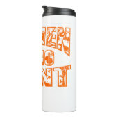 Frauen, die Orange Logo-Thermaltumbler jagen Thermosbecher (Nach rechts gedreht)