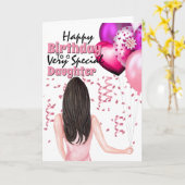 Frauen, die rosa Ballons konfetti Party halten Karte (Gelbe Blume)