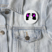 Frauen, die tragende Kopfhörer küssen Button (Beispiel)