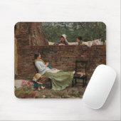 Frauen, die über der Gartenmauer chatten (Klatsch) Mousepad (Mit Mouse)